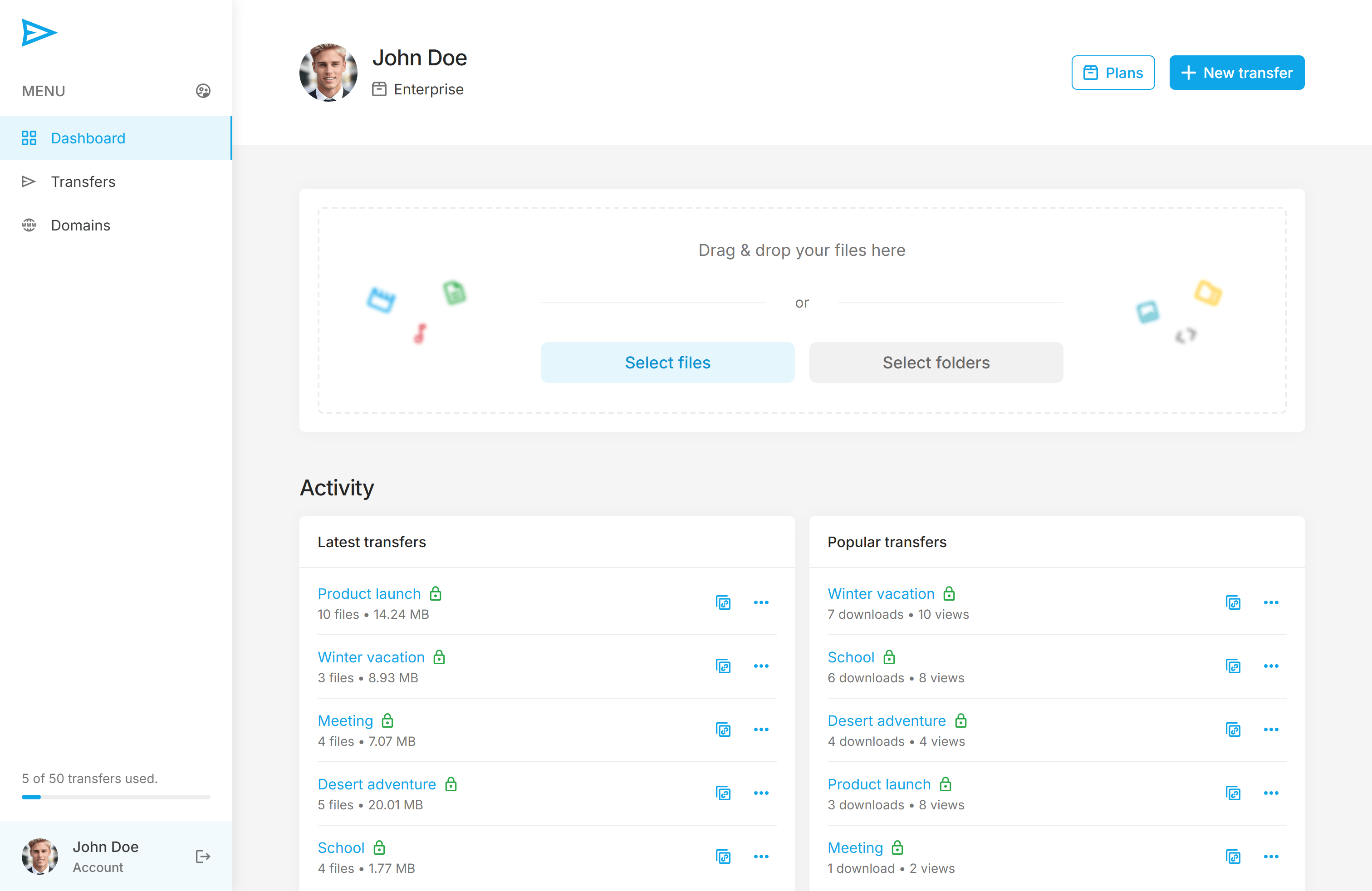 phpTransfer dashboard